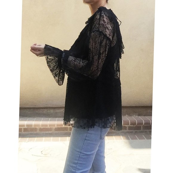 BLK Victorian Gothic French Ruffle Lace Blouse Top - Picture 4 of 8